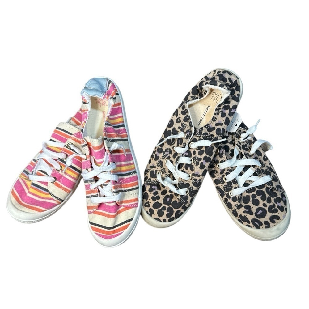 2 Pair TIME and TRU Memory Foam Canvas Sneakers Size 7
